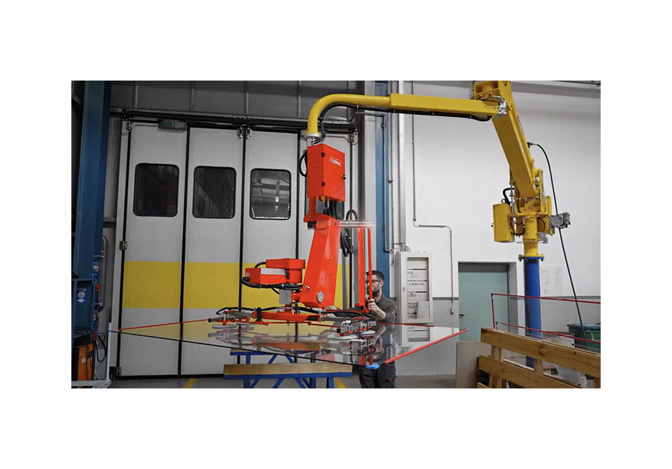 Manipulateur avec outil de préhension réglable pour vitrages et plaques de verre