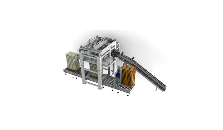 Palettiseur automatique de sacs à grappin