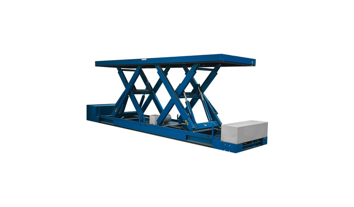 Table élévatrice avec plateau grande longueur
