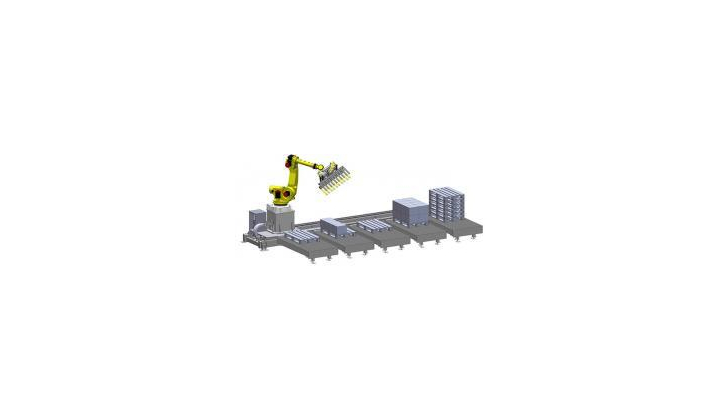 Robot de palettisation et de préparation de commandes sur rail