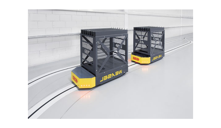SBE France automatise le transport des pièces de rechange avec l’AGV Weasel® de SSI Schäfer